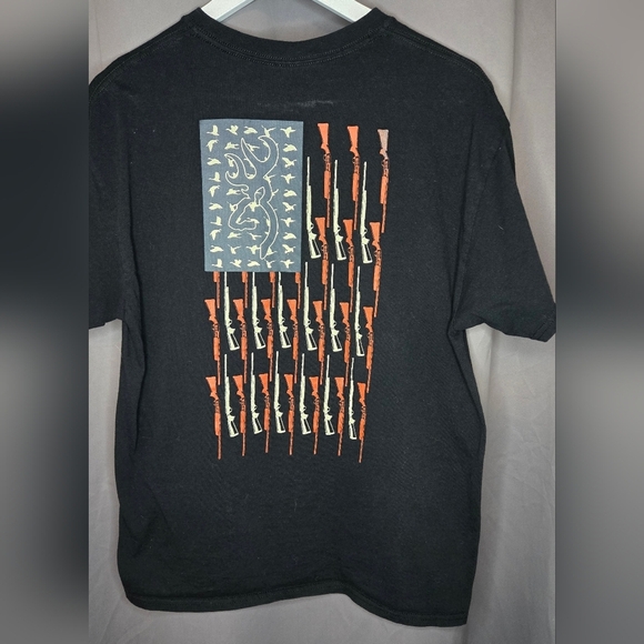 Browning Men’s Graphic T-Shirt Black Size Large – Hunting Flag Design - Picture 2 of 3